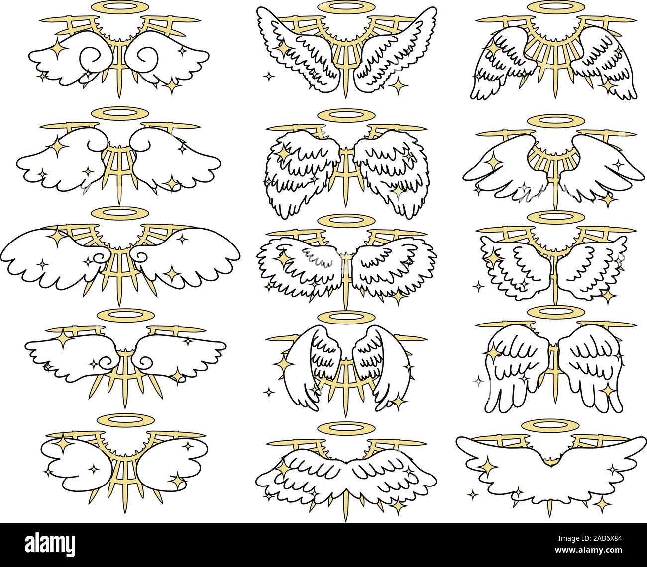 This is a illustration of Divine Angel wings with halo Stock