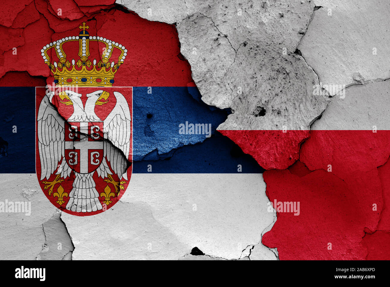 flags of Serbia and Poland painted on cracked wall Stock Photo - Alamy