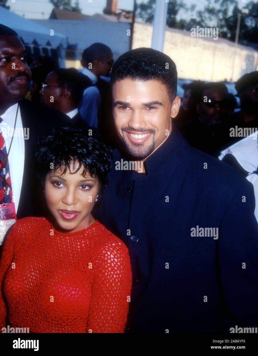 Los Angeles, California, USA 13th March 1995 Singer Toni Braxton and actor Shemar  Moore attend the Ninth Annual Soul Train Music Awards on March 13, 1995 at  the Shrine Auditorium in Los