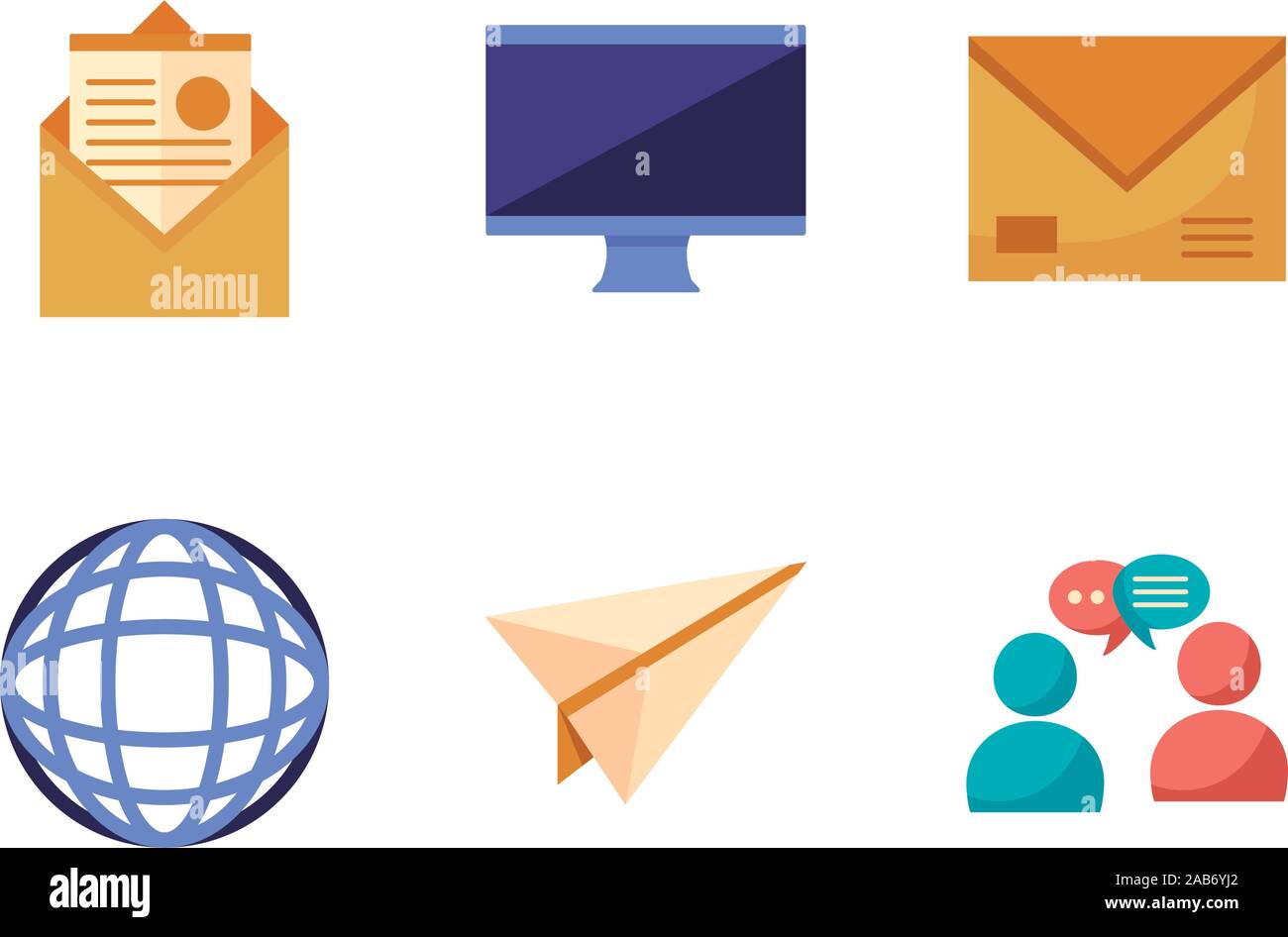 bundle of communication set icons Stock Vector