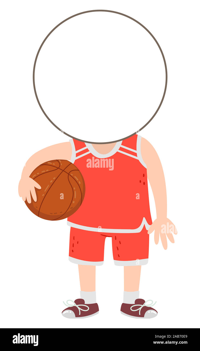 Illustration of a Kid Boy Template Head Wearing Basketball Uniform and  Holding the Ball Stock Photo - Alamy