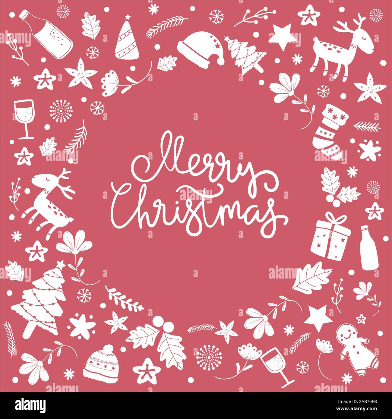 Christmas doodle element icon background. set of flat vector ...