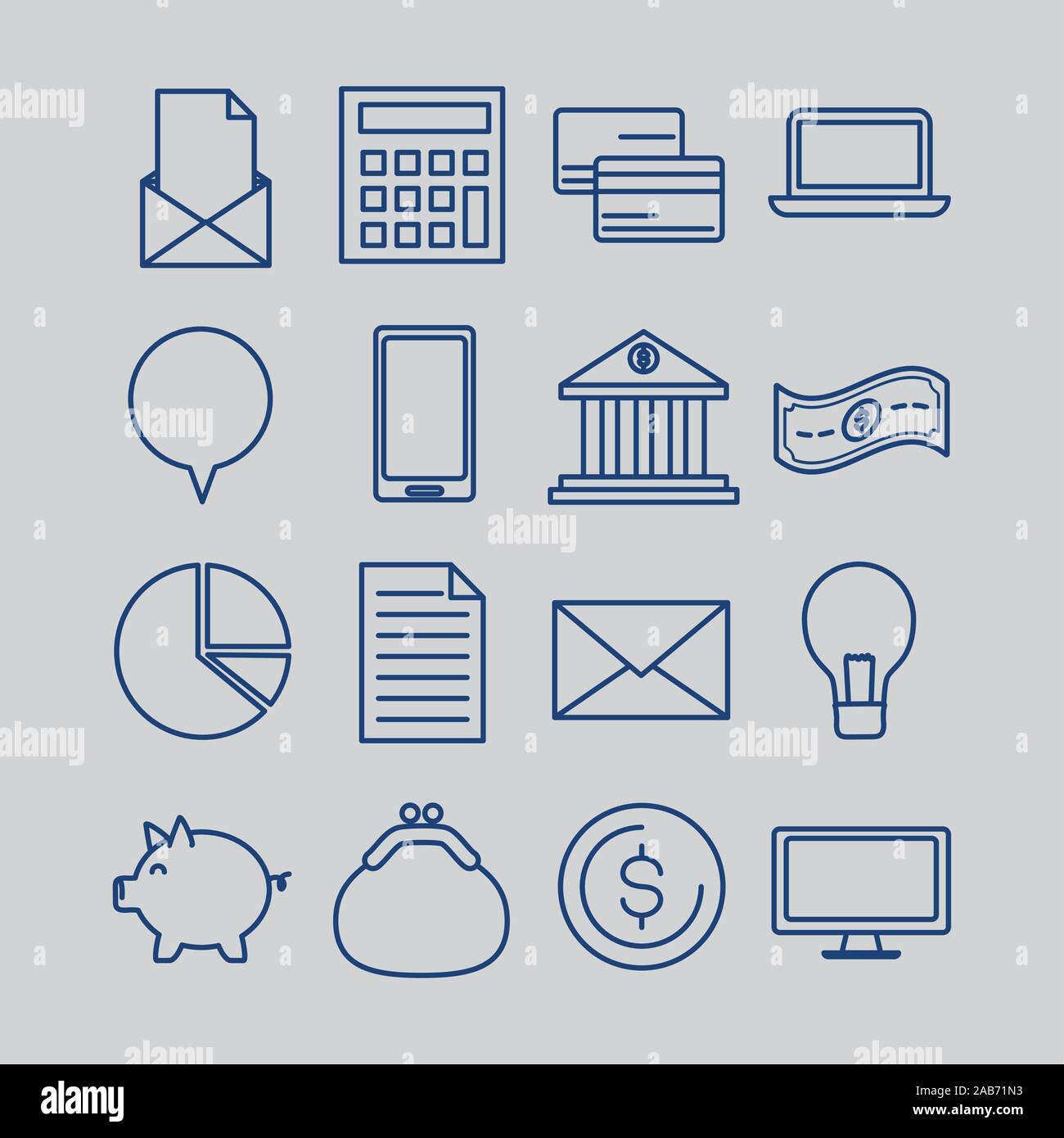 bundle of fintech set icons Stock Vector