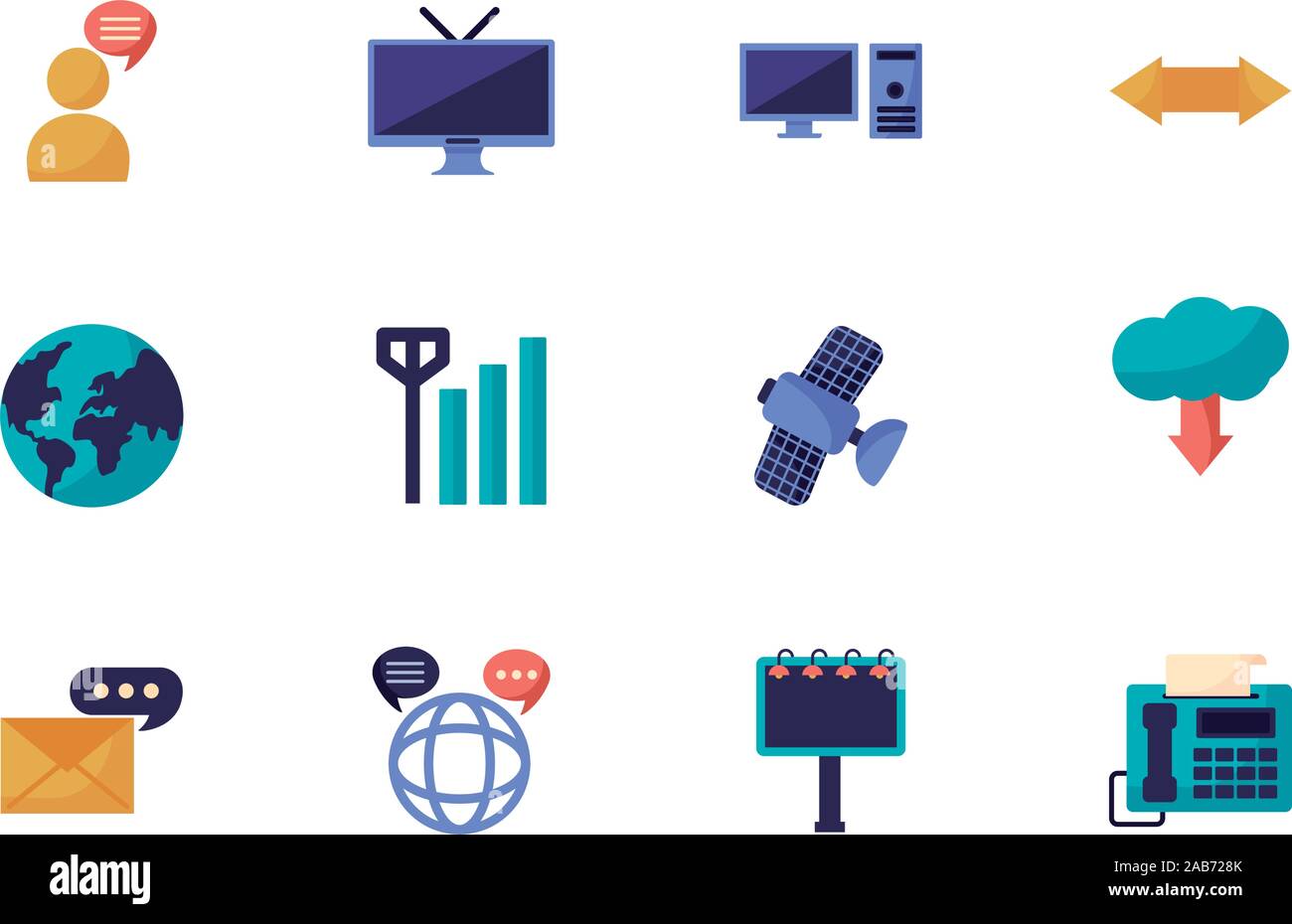 bundle of communication set icons Stock Vector