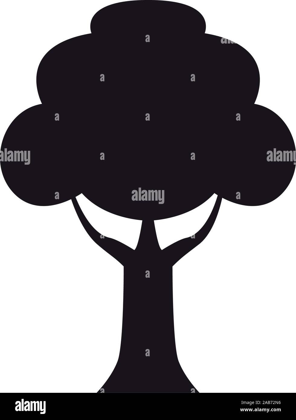 leafy tree natural silhouette style vector illustration design Stock ...
