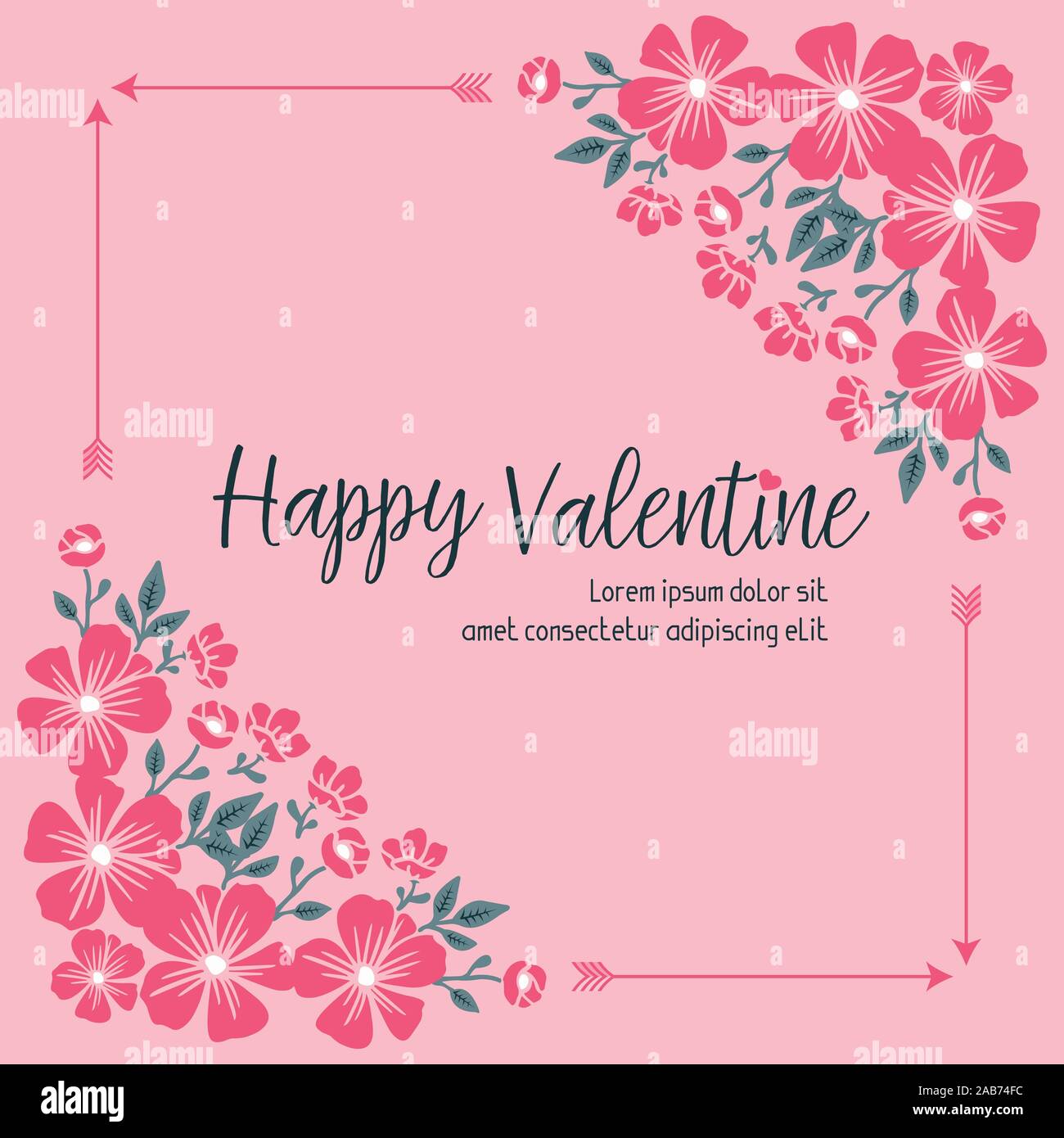 Letter valentine day, with elegant pink flower frame art. Vector Stock ...