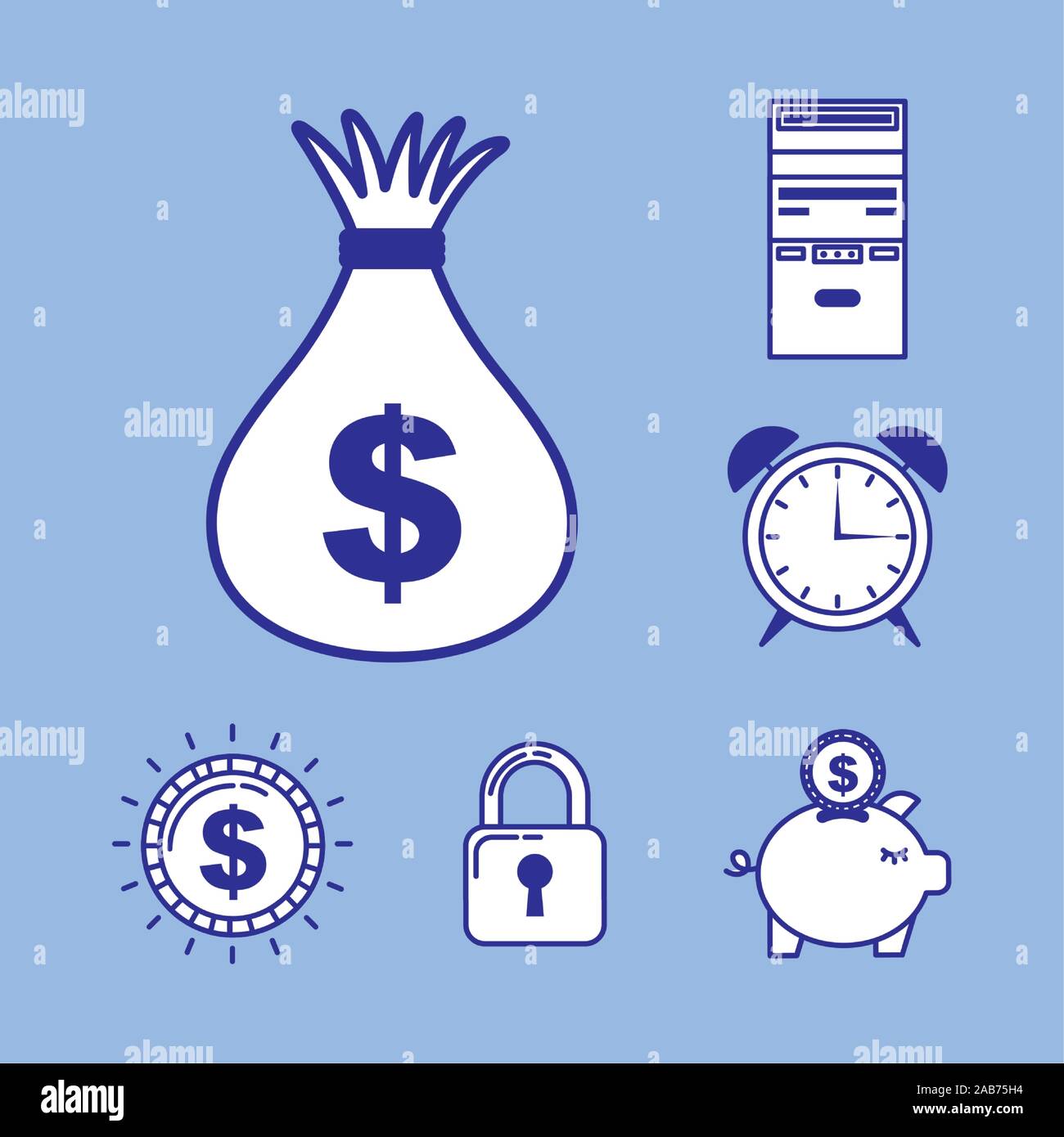 bundle of fintech set icons Stock Vector