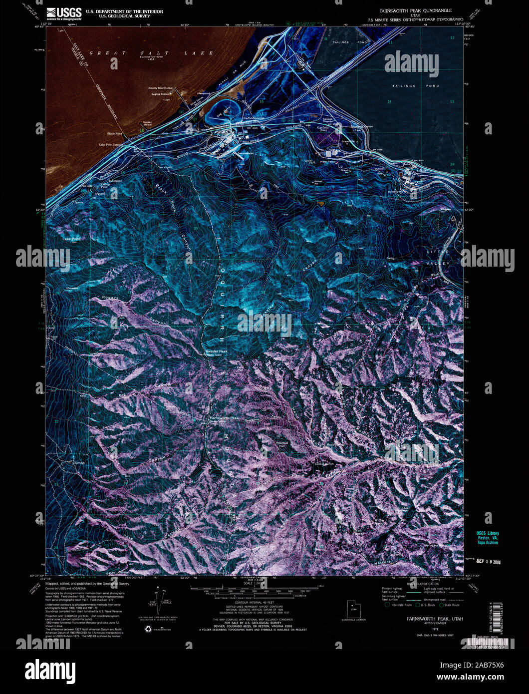 UT Farnsworth Peak 249252 1972 24000 Inverted Restoration Stock Photo