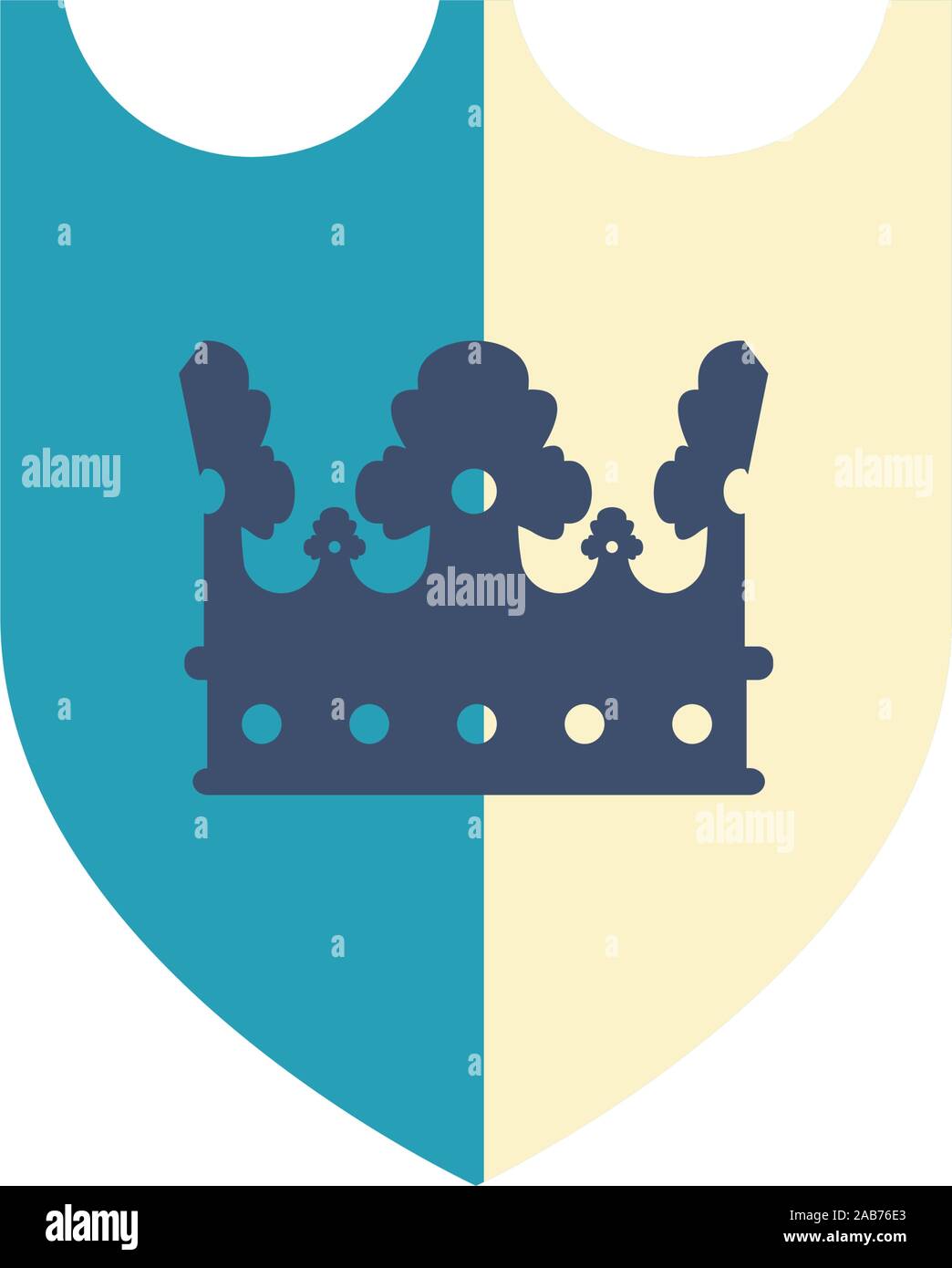 medieval shield with crown flat icon vector illustration design Stock ...