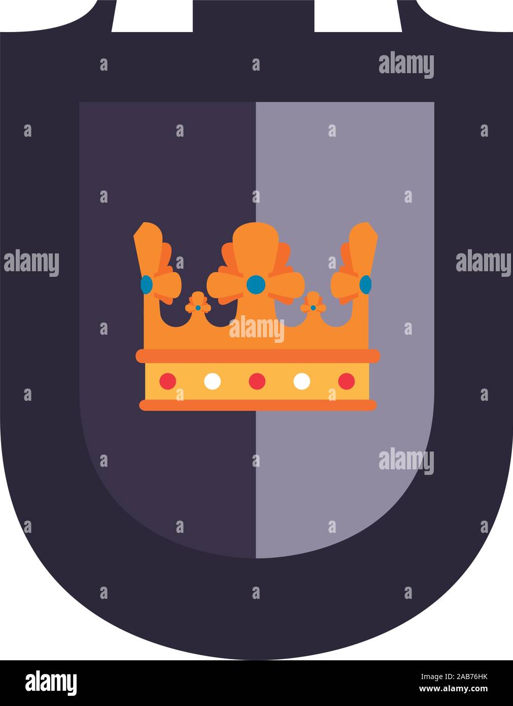 medieval shield with crown flat icon vector illustration design Stock ...