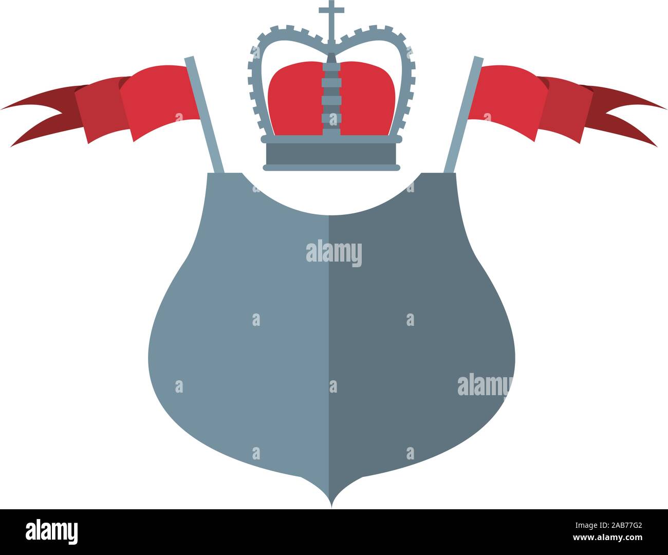 Medieval Shield With Crown And Flags Flat Icon Vector Illustration