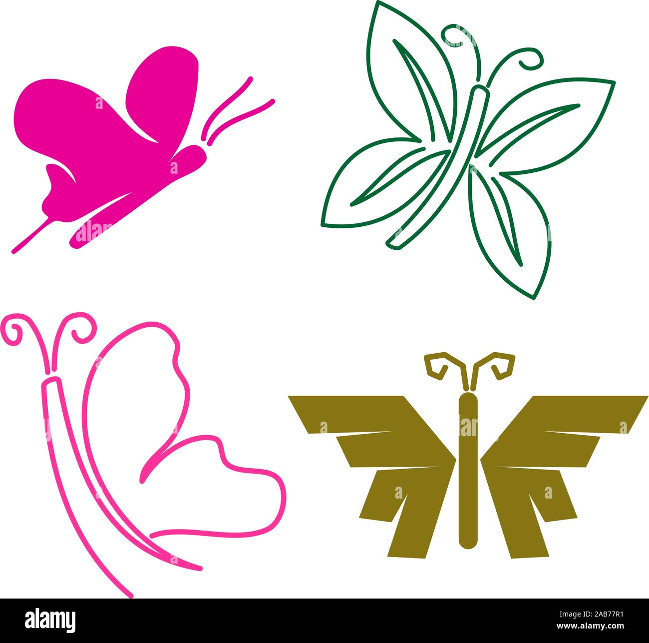 Butterfly Logo Design Template Vector Illustration icon Set Stock ...