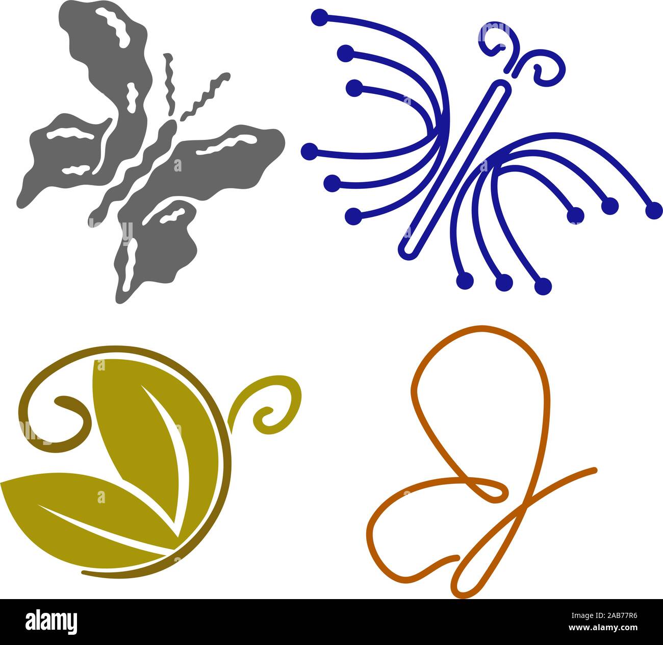 Butterfly Logo Design Template Vector Illustration icon Set Stock ...