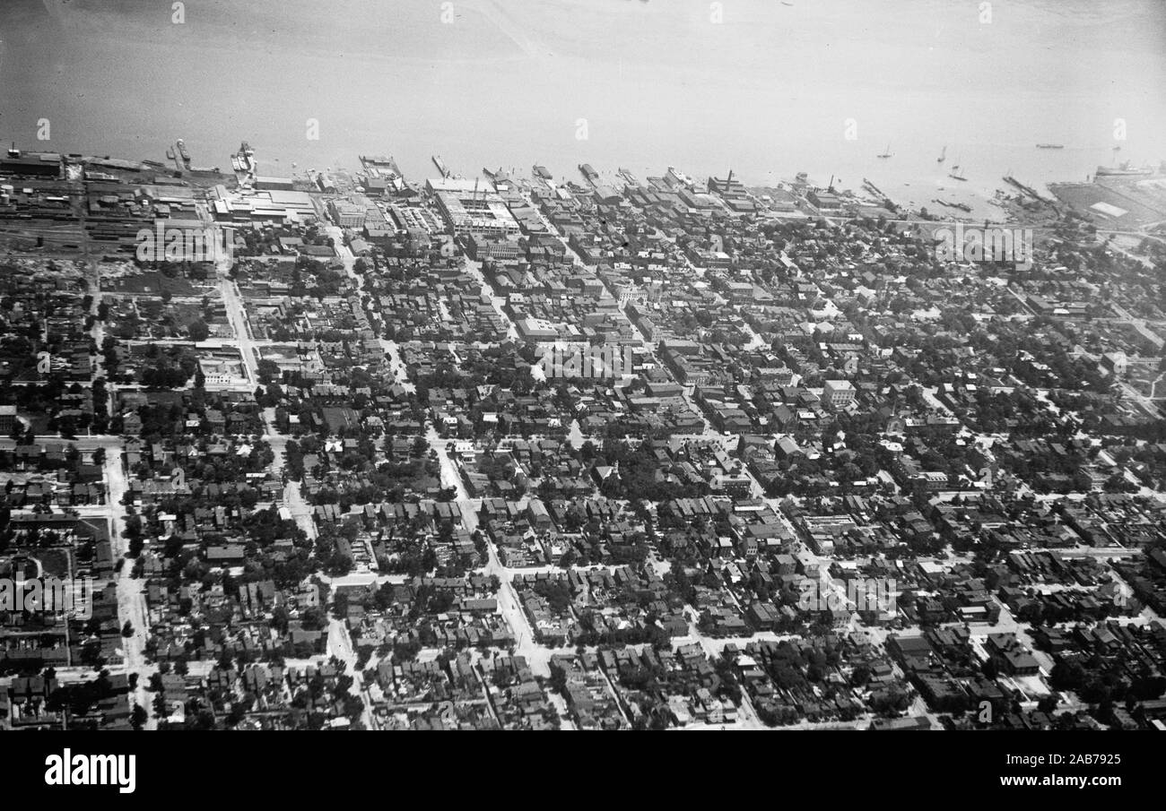 Aerial view of Alexandria VA waterfront and central sections ca. 1919