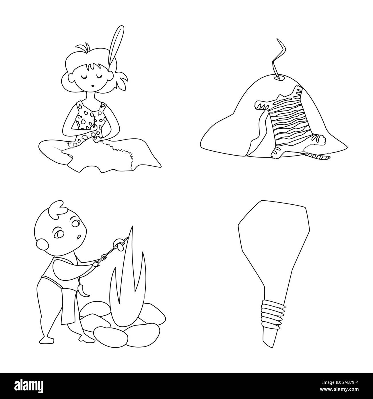 Vector illustration of primitive and archeology logo. Collection of ...