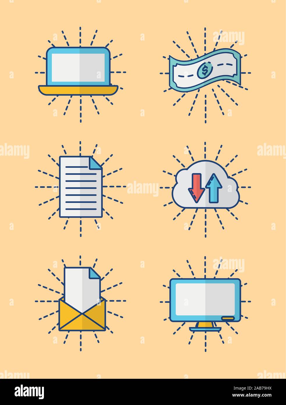 bundle of fintech set icons Stock Vector