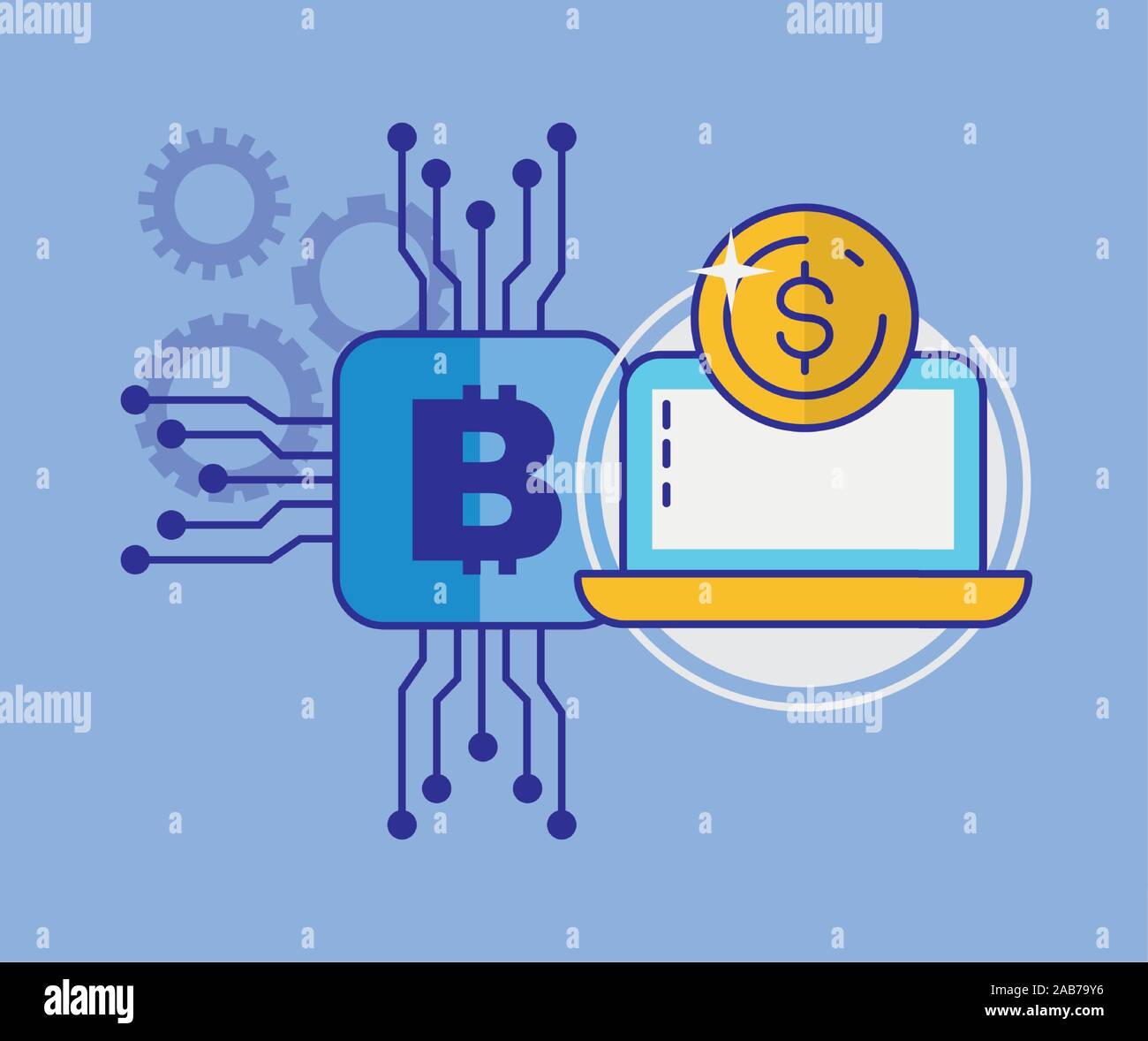 financial technology with laptop icon Stock Vector Image & Art - Alamy