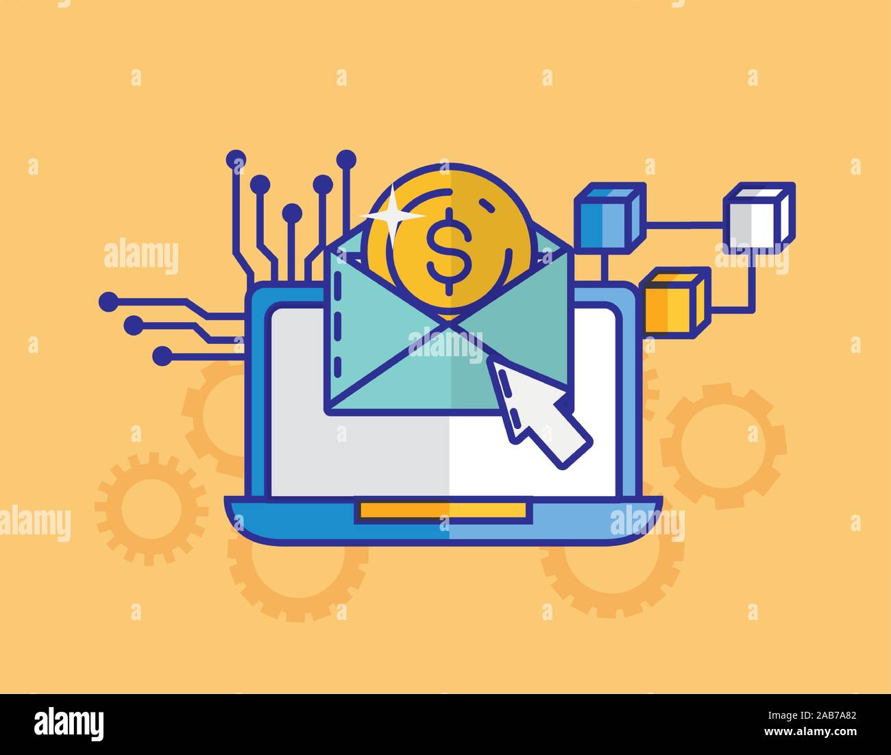 financial technology with laptop icon Stock Vector Image & Art - Alamy
