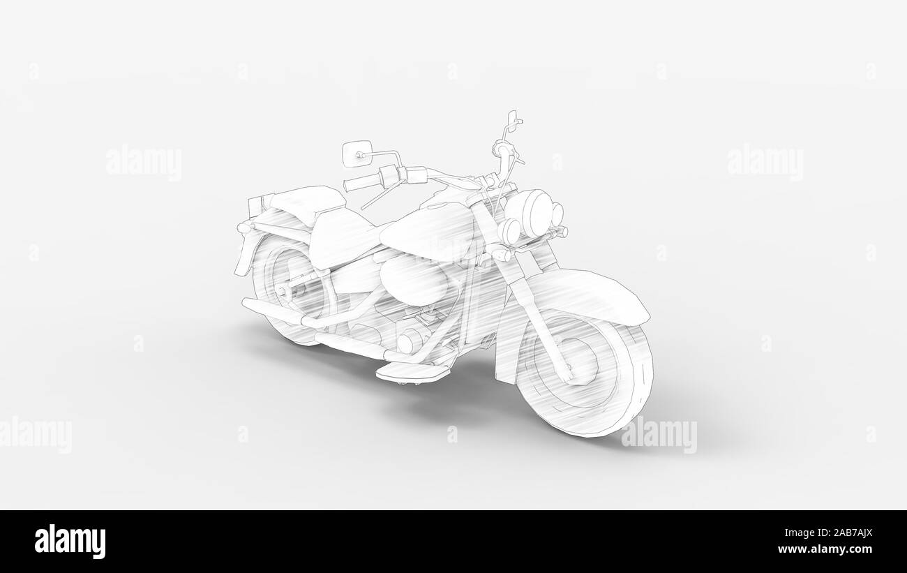 3d rendering of a cruiser motorcycle isolated in a white studio ...