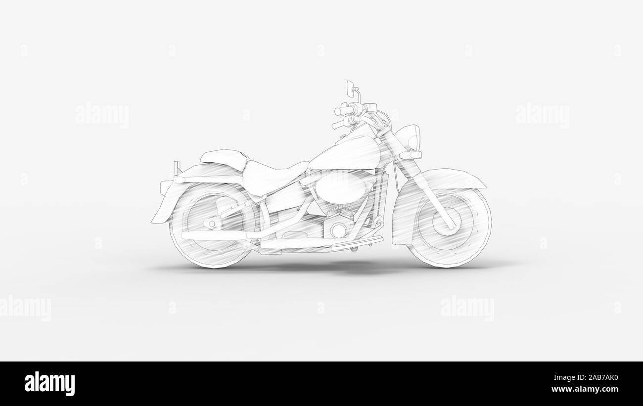 3d rendering of a cruiser motorcycle isolated in a white studio ...