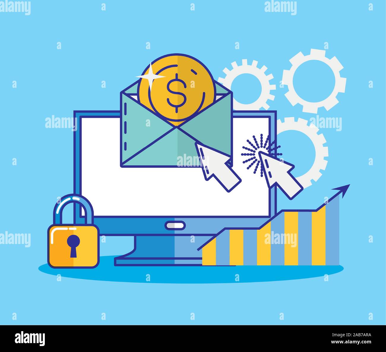 financial technology with desktop icon Stock Vector Image & Art - Alamy