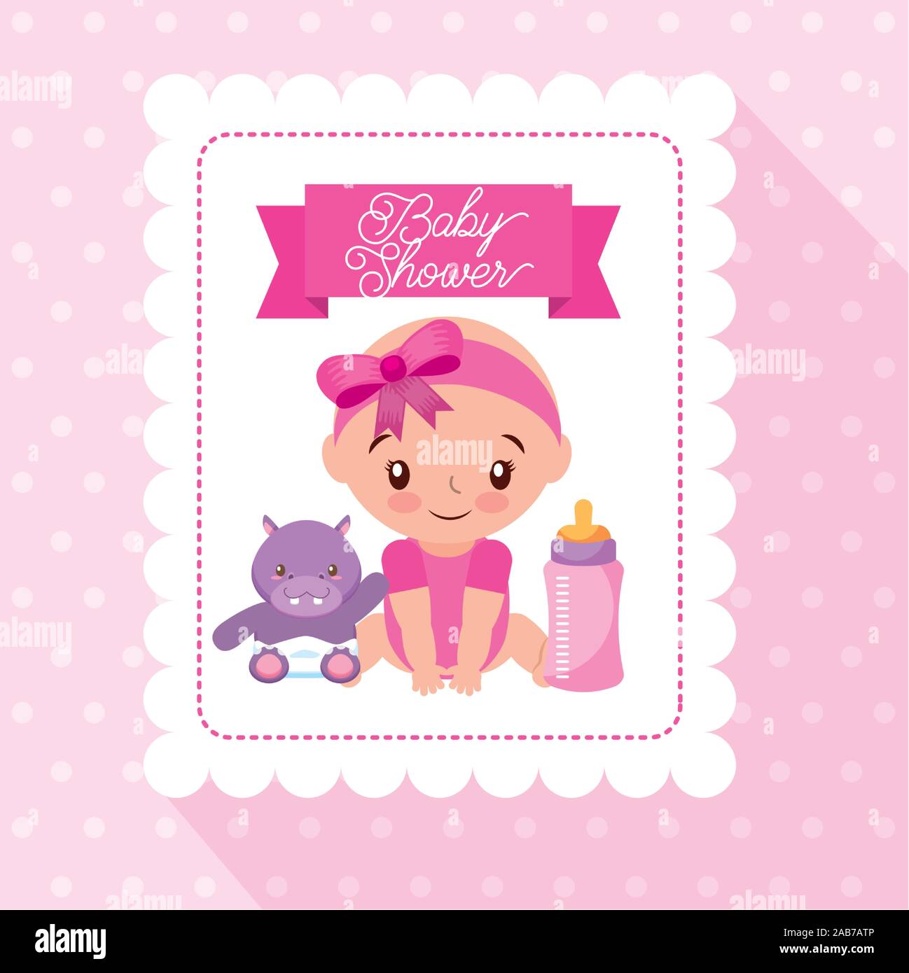 baby shower card with little girl Stock Vector Image & Art - Alamy