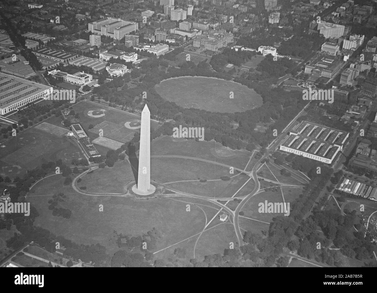 Aerial view of Washington Monument and White House, Washington, D.C. ca. 19151923 Stock Photo