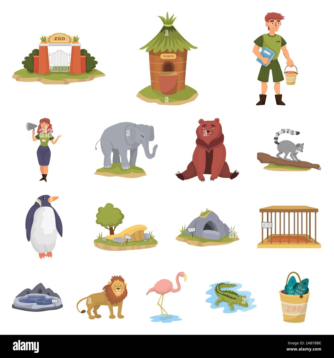 Vector illustration of zoo and park sign. Collection of zoo and animal vector icon for stock. Stock Vector