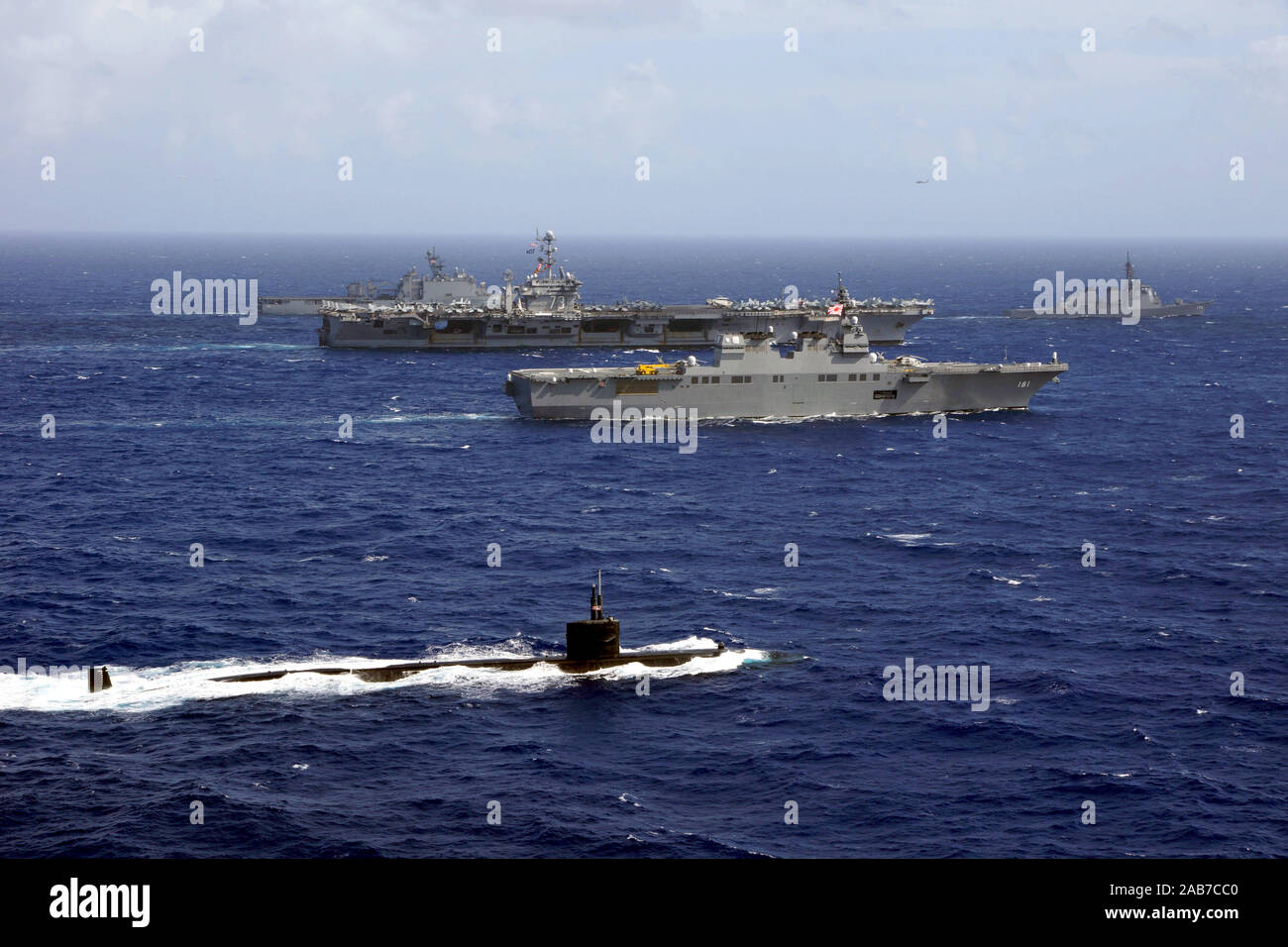 (Nov. 4, 2011) U.S. Navy and Japan Maritime Self-Defense Force ships are underway in formation during Annual Exercise (ANNUALEX ) 2011, a bilateral field-training exercise sponsored by the Japan Self-Defense Force. Stock Photo