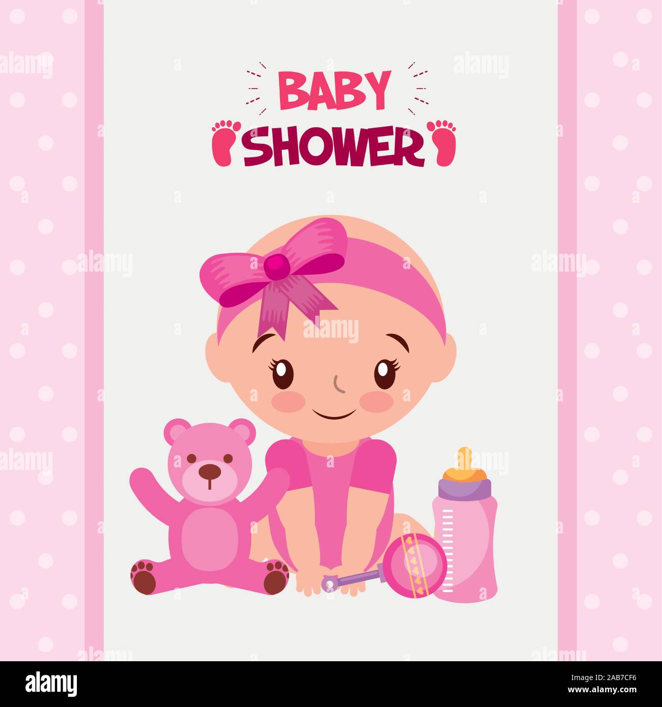 baby shower card with little girl Stock Vector Image & Art - Alamy