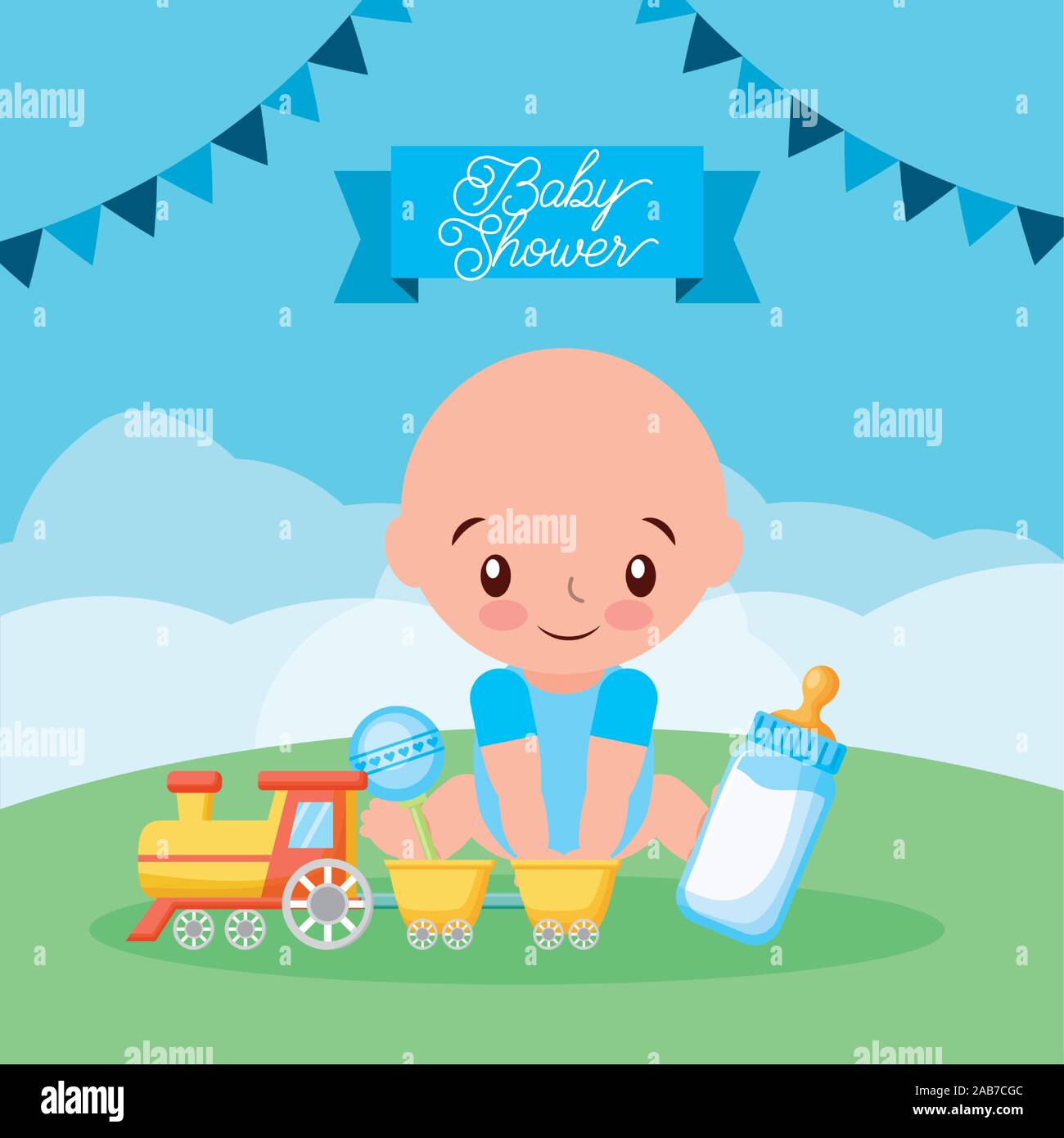 baby shower card with little boy Stock Vector Image & Art - Alamy