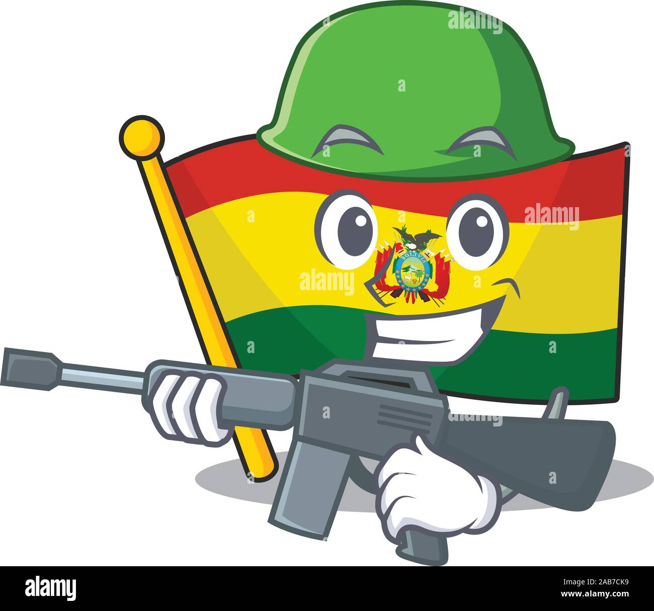 A cartoon style of flag guatermala Army with machine gun Stock