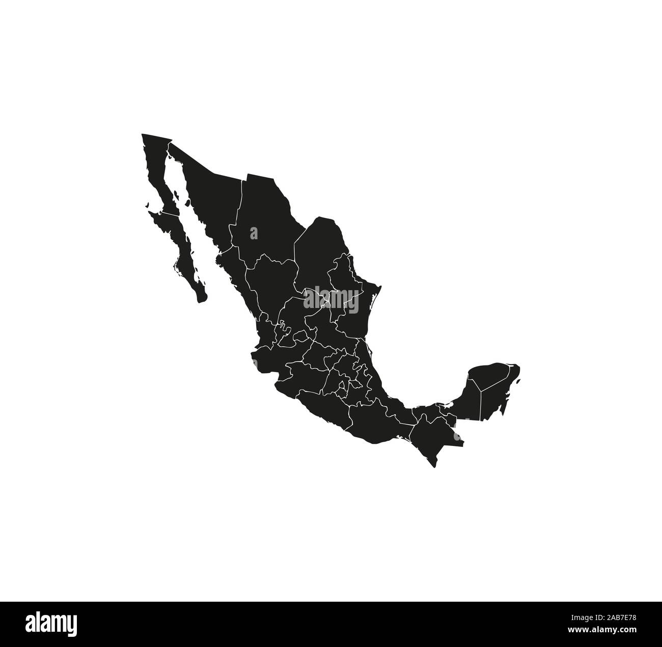 Mexico Map, states border map. Vector illustration. Stock Vector