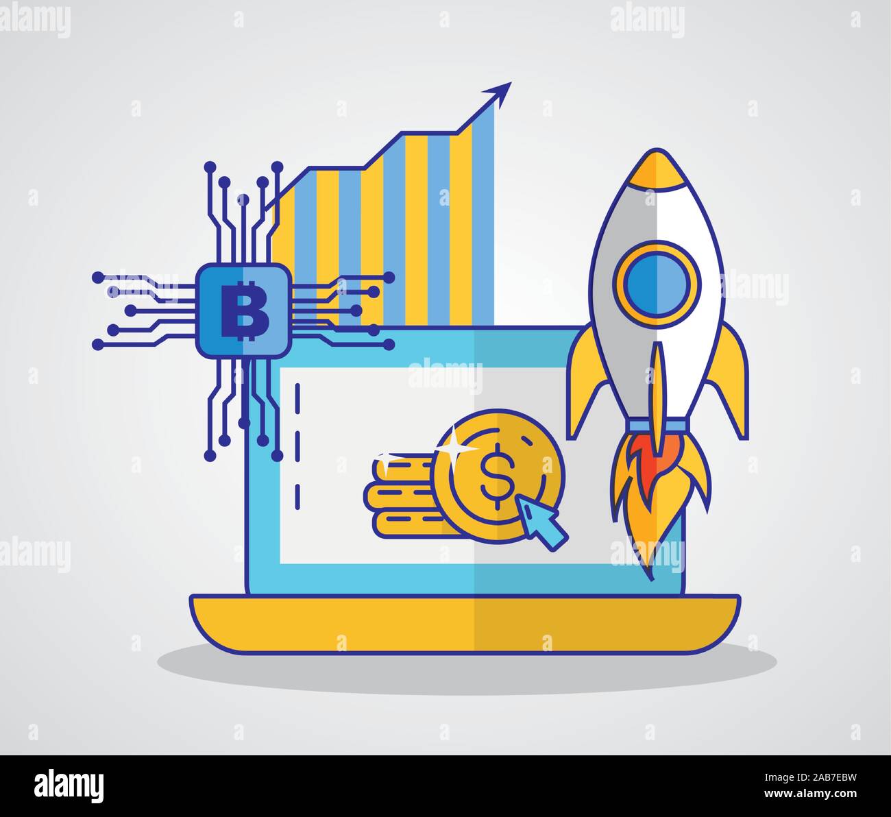 financial technology with laptop icon Stock Vector Image & Art - Alamy