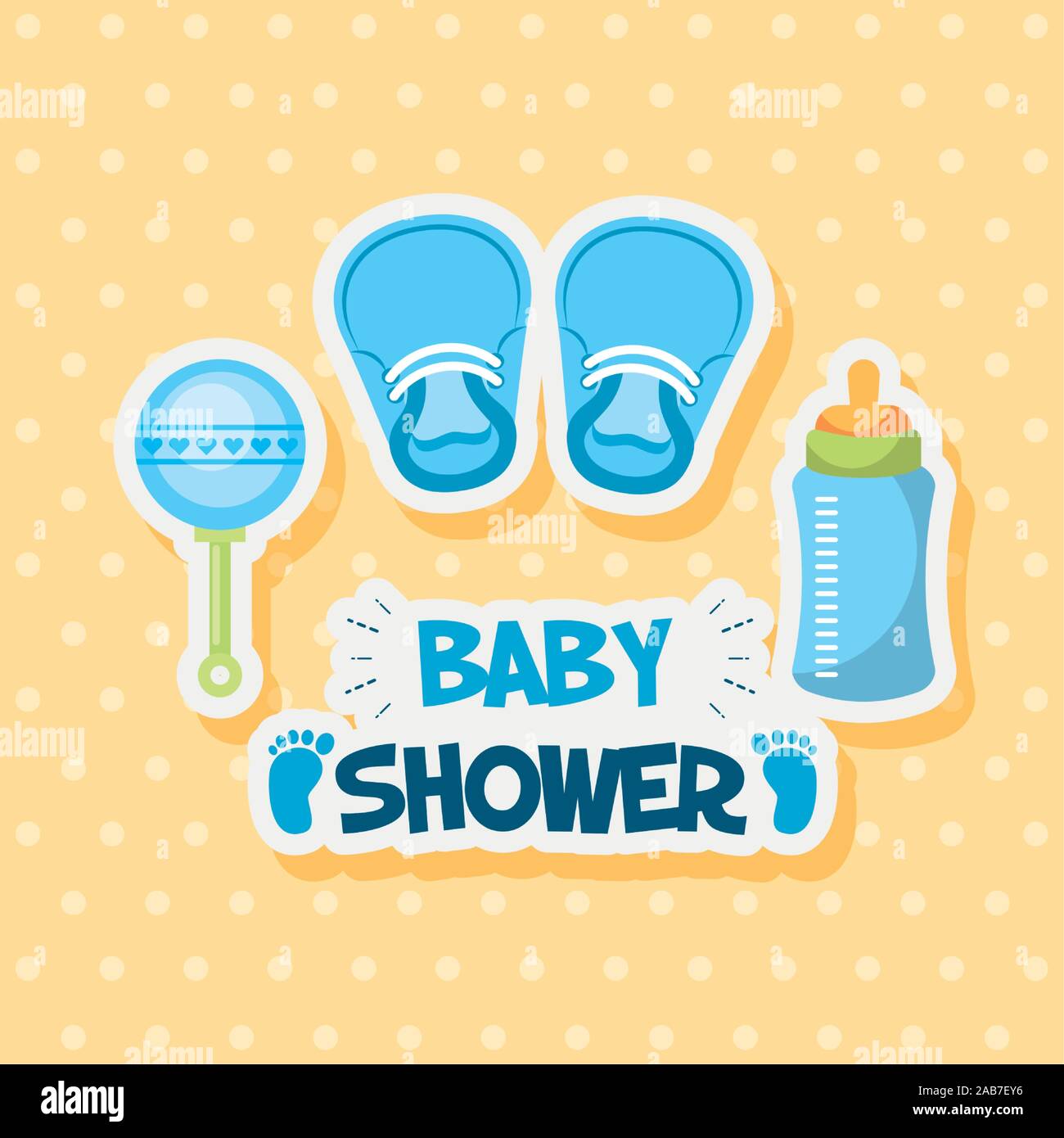 baby shower card with shoes and accessories Stock Vector