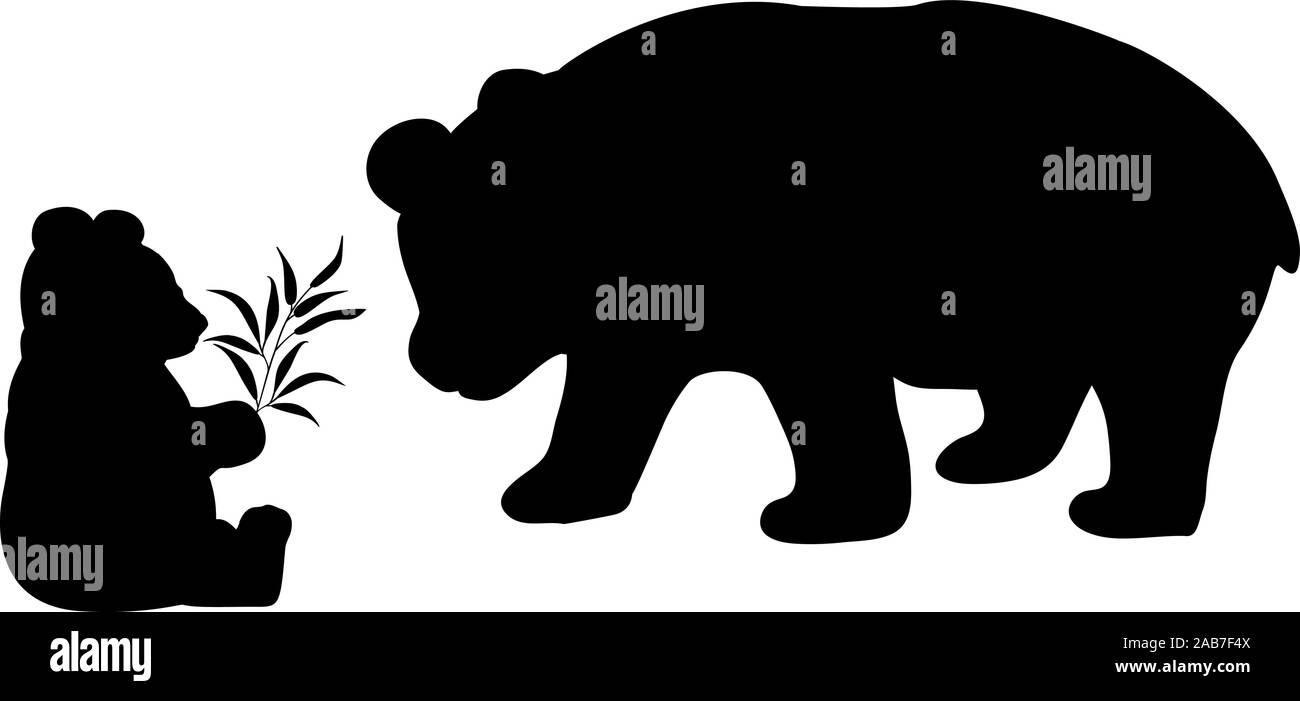 Silhouette Of Panda And Young Little Panda Vector Illustrator Stock Vector Image Art Alamy