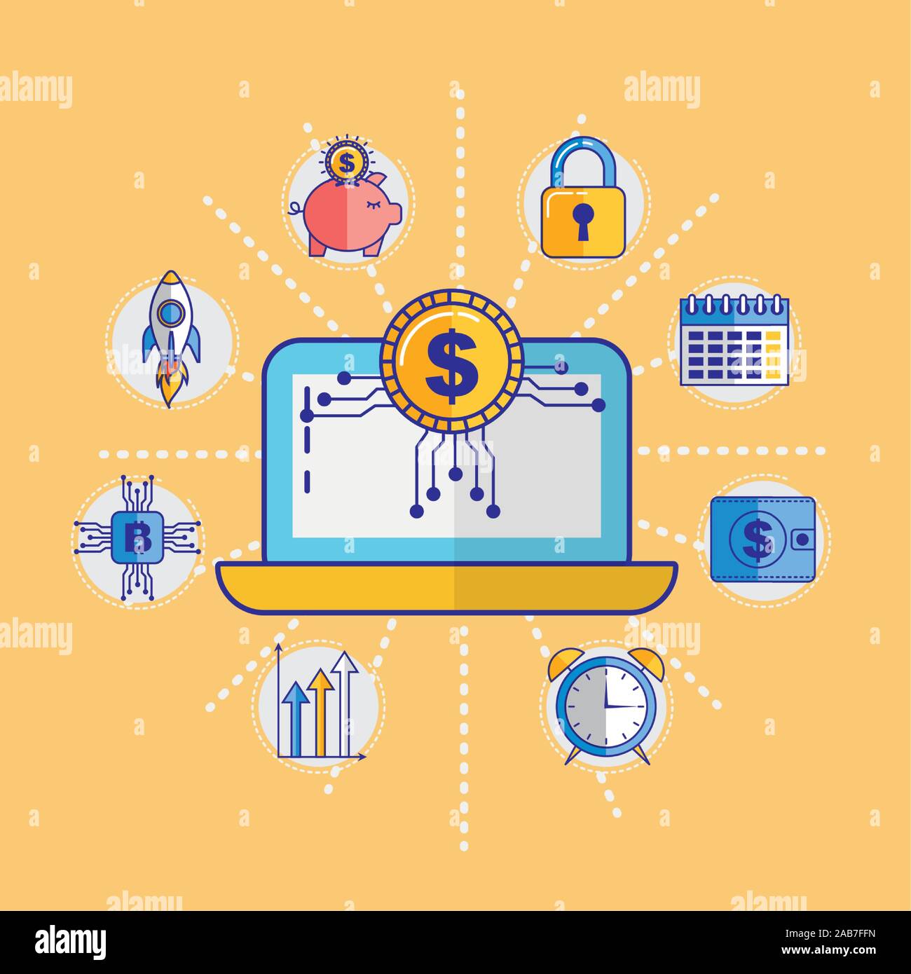 financial technology with laptop icon Stock Vector Image & Art - Alamy