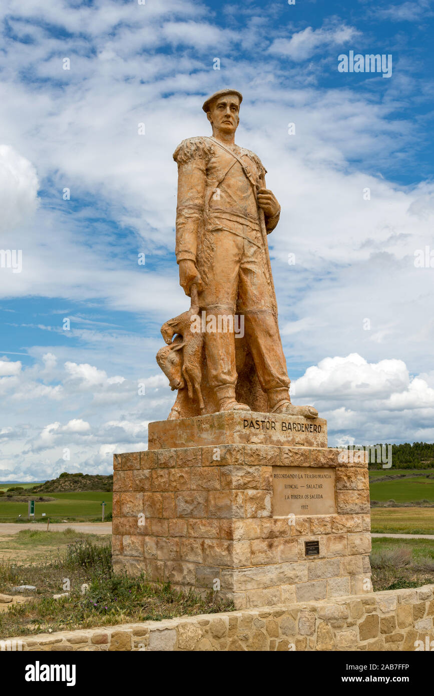 Monument for the shepherds of the Bardenas n the Spanish desert Bardenas Reales. Stock Photo
