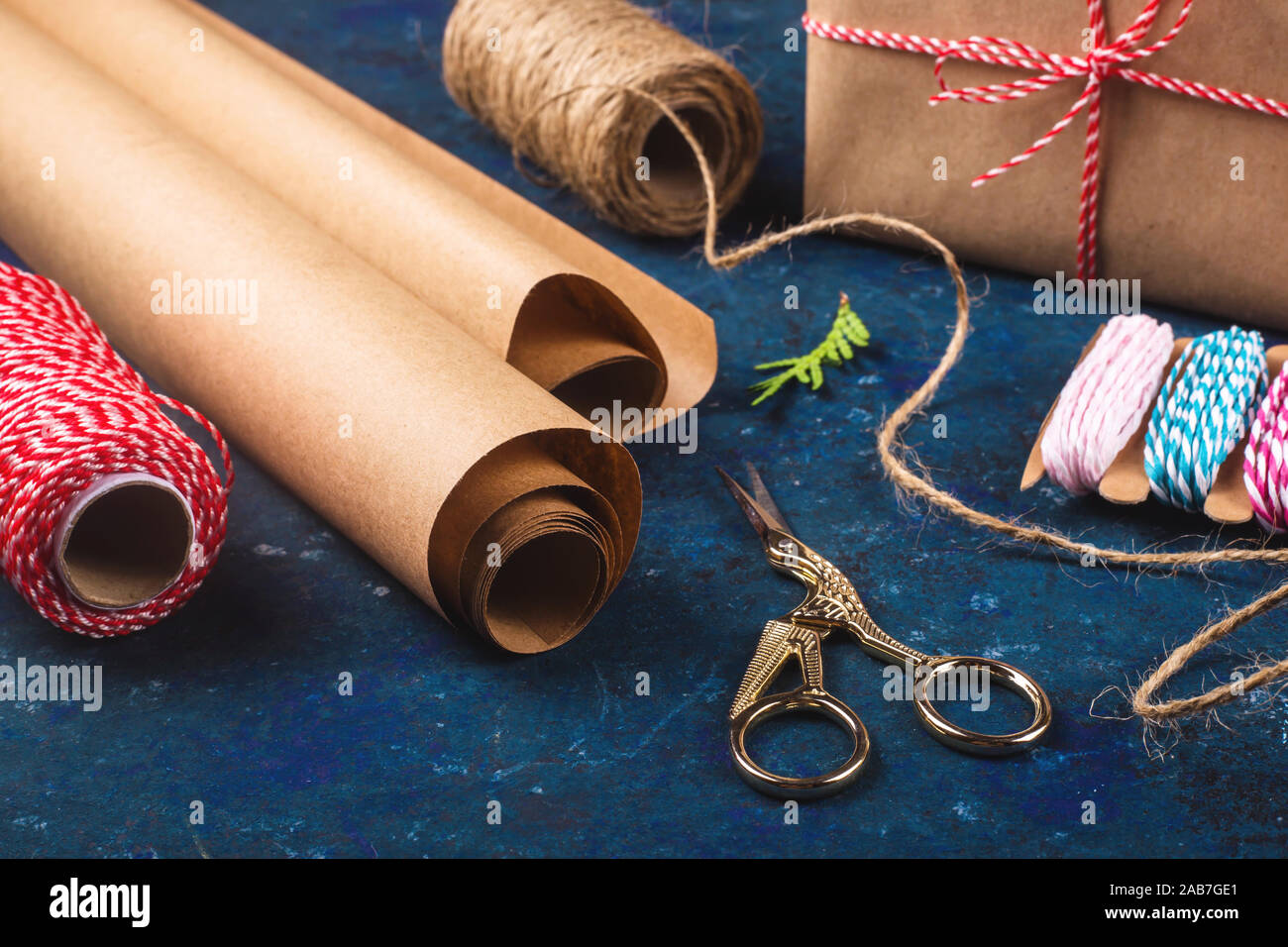 Tools for packing family hristmas gifts craft wrapping paper