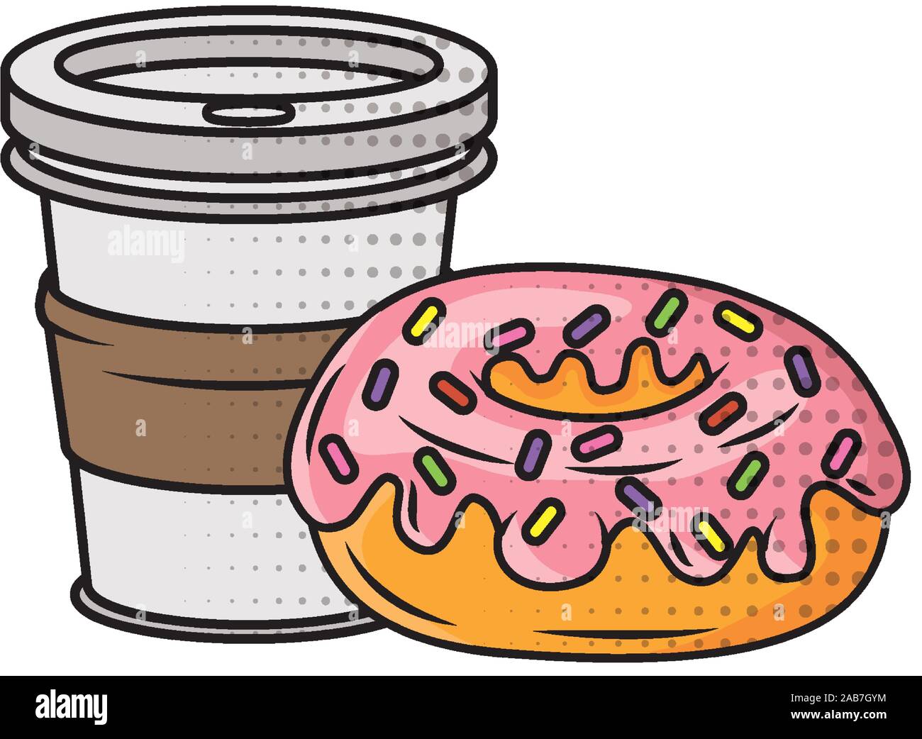 delicious sweet donut with coffee Stock Vector
