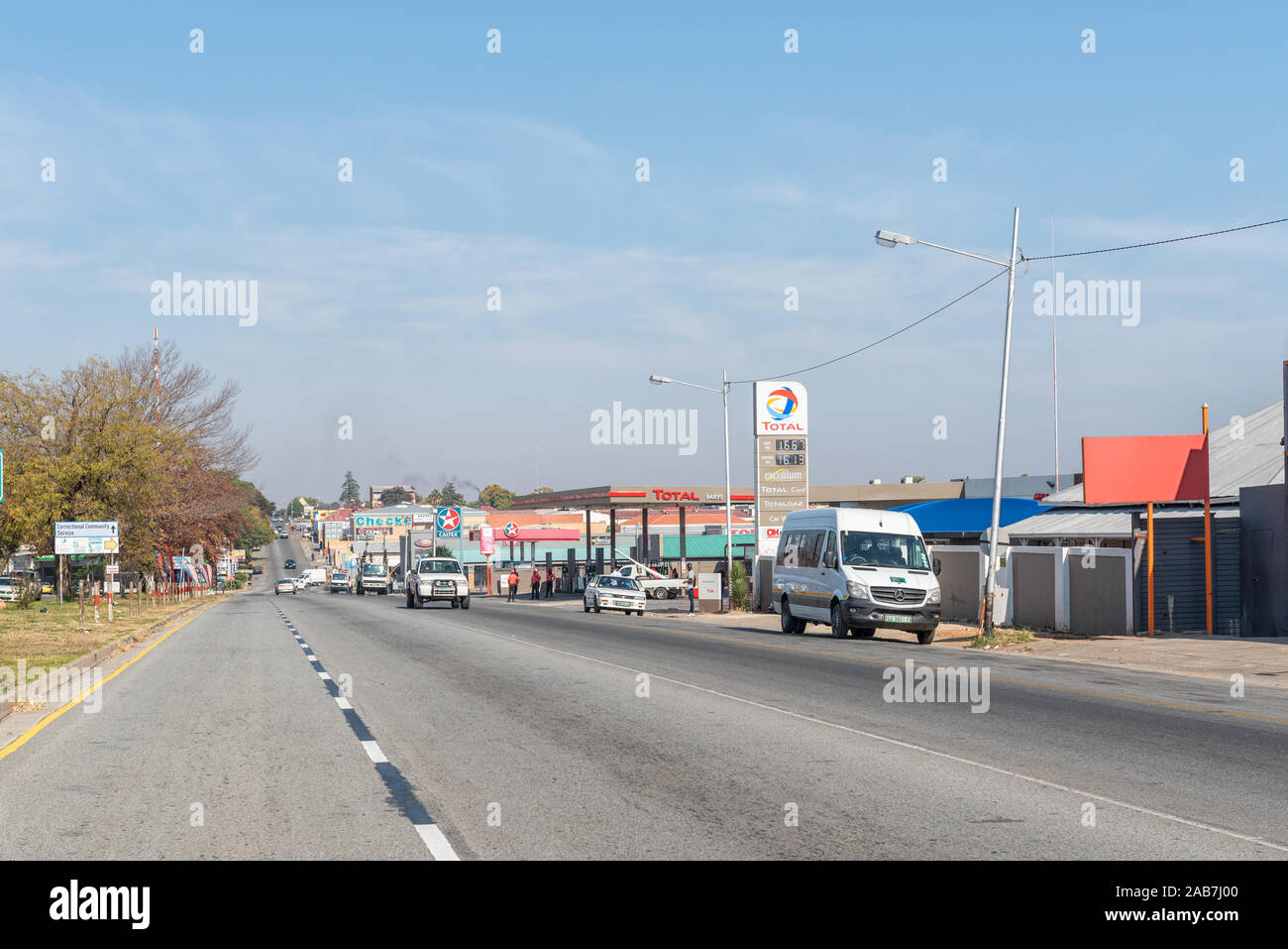PARYS, SOUTH AFRICA MAY 24, 2019 A street scene, with businesses