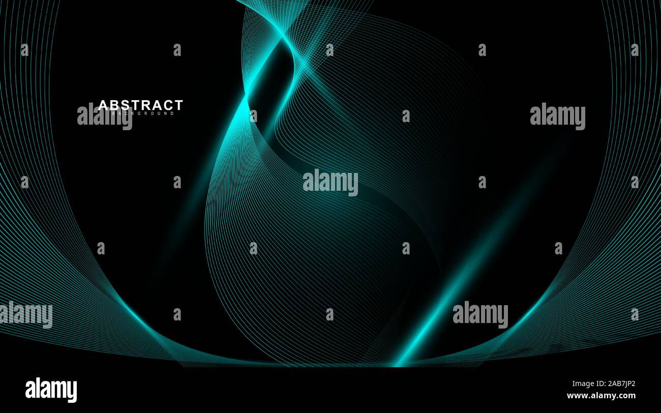 Abstract background of wavy and glowing blue lines. Vector technology ...