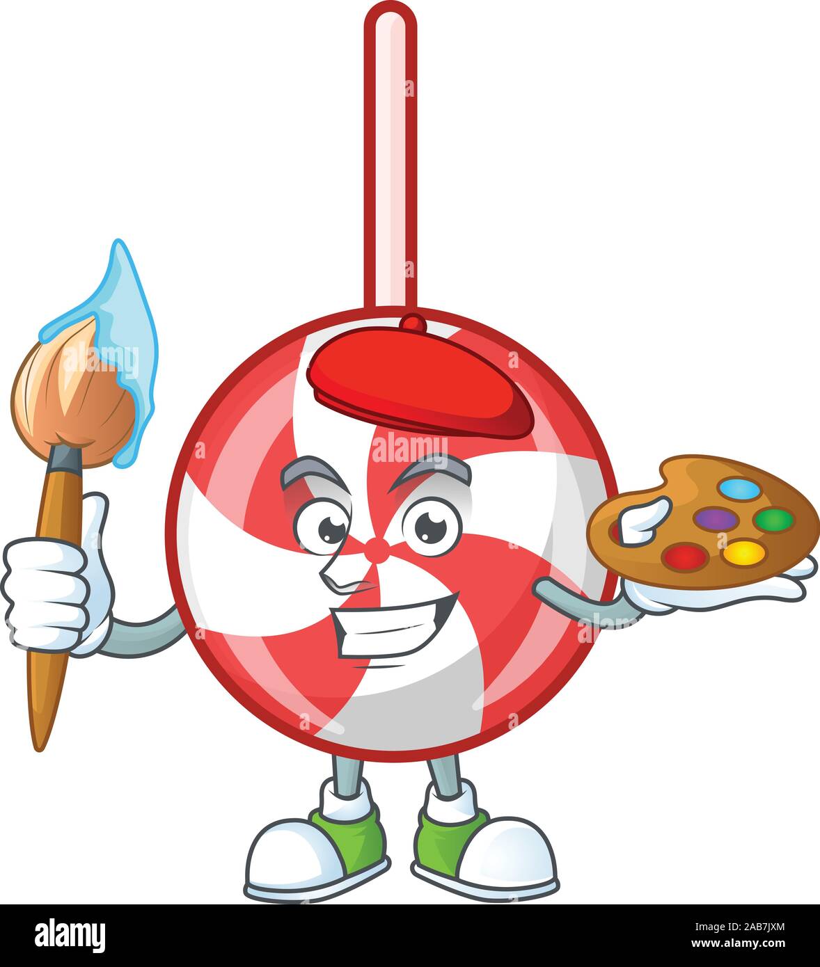 Cheerful striped peppermint candy painter cartoon character with brush  Stock Vector Image & Art - Alamy