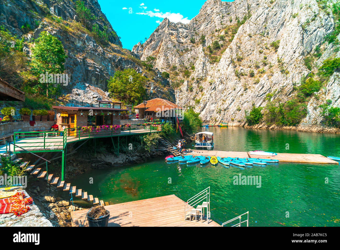 SKOPJE, MACEDONIA - AUGUST 8, 2019 : View of Matka Canyon. Mat is most  beautiful touristic attraction near Skopje, people kayaking on landscape  Stock Photo - Alamy