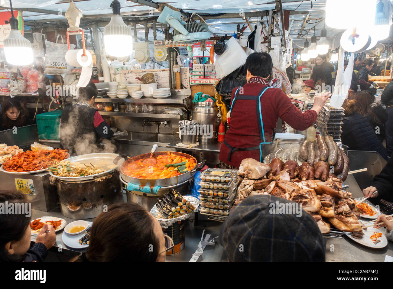 Seoul, South Korea - November 2019 - Food market Gwangjang Stock Photo