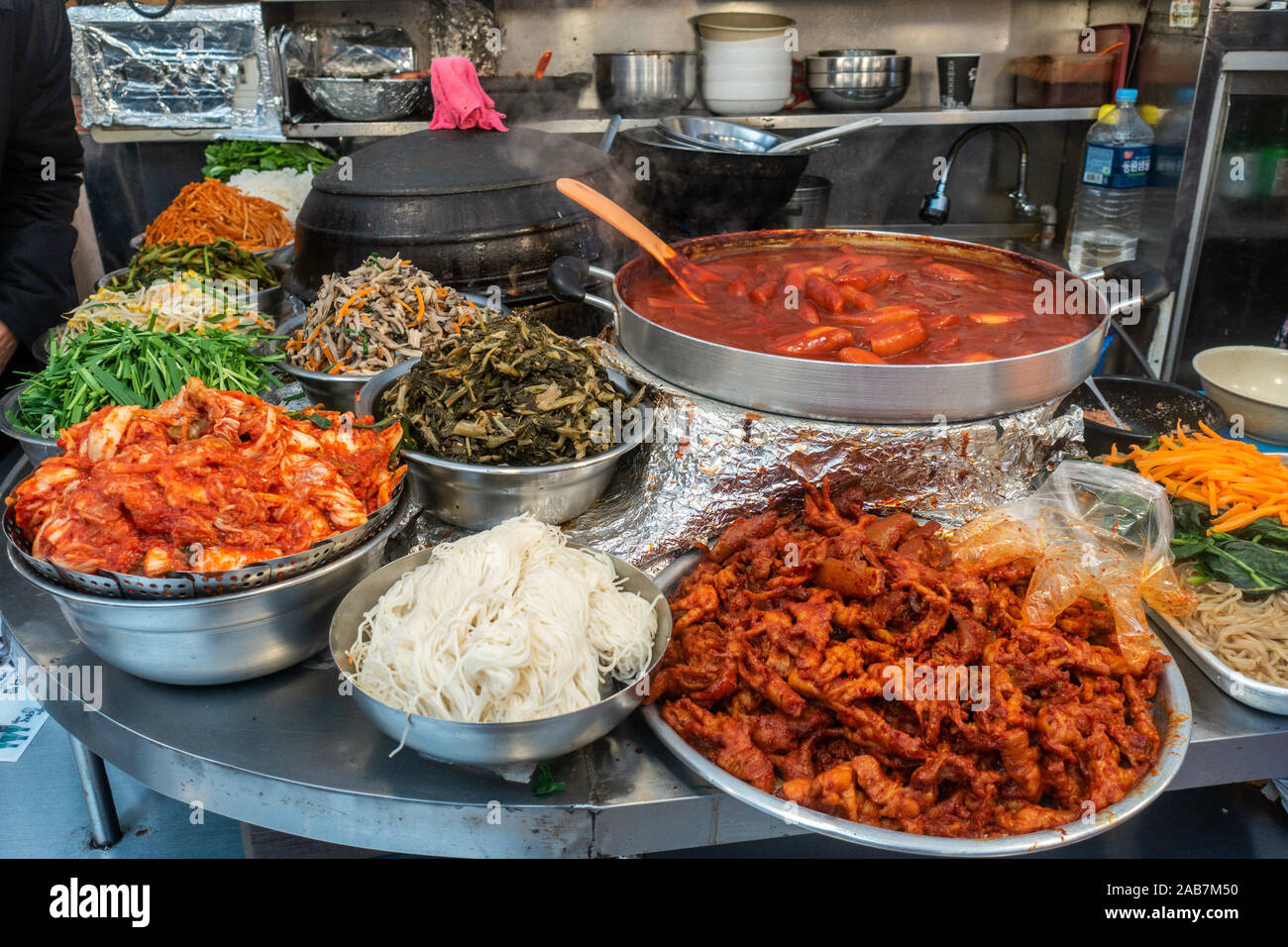 Seoul, South Korea - November 2019 - Food market Gwangjang Stock Photo