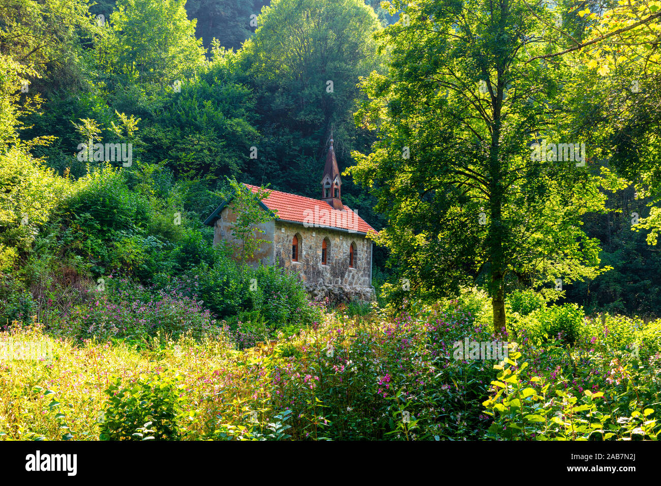 old chapel in Wutachschlucht gorge, Black Forest, Baden-Wuerttemberg ...