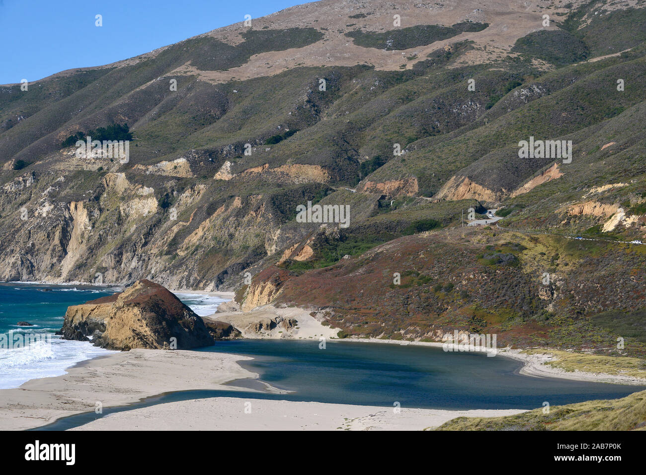California State Route 1, Highway 1, coastal road along the Pacific Ocean, California, USA Stock Photo