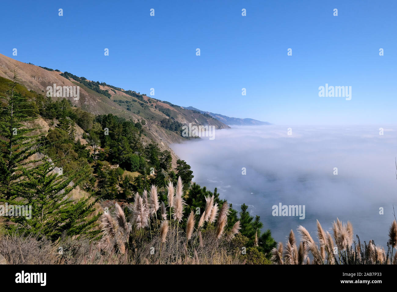 California State Route 1, Highway 1, coastal road along the Pacific Ocean, California, USA Stock Photo