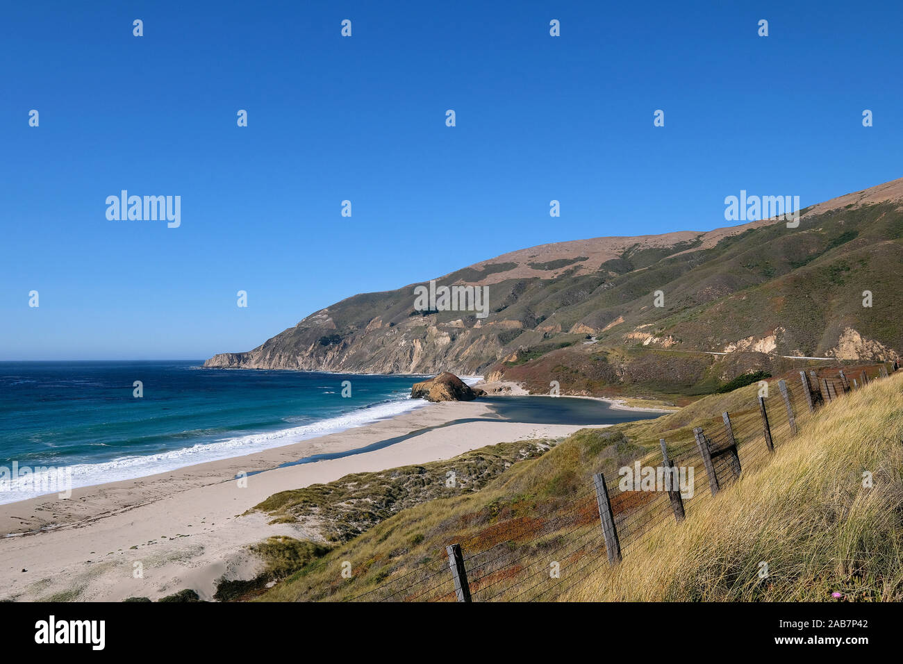 California State Route 1, Highway 1, coastal road along the Pacific Ocean, California, USA Stock Photo
